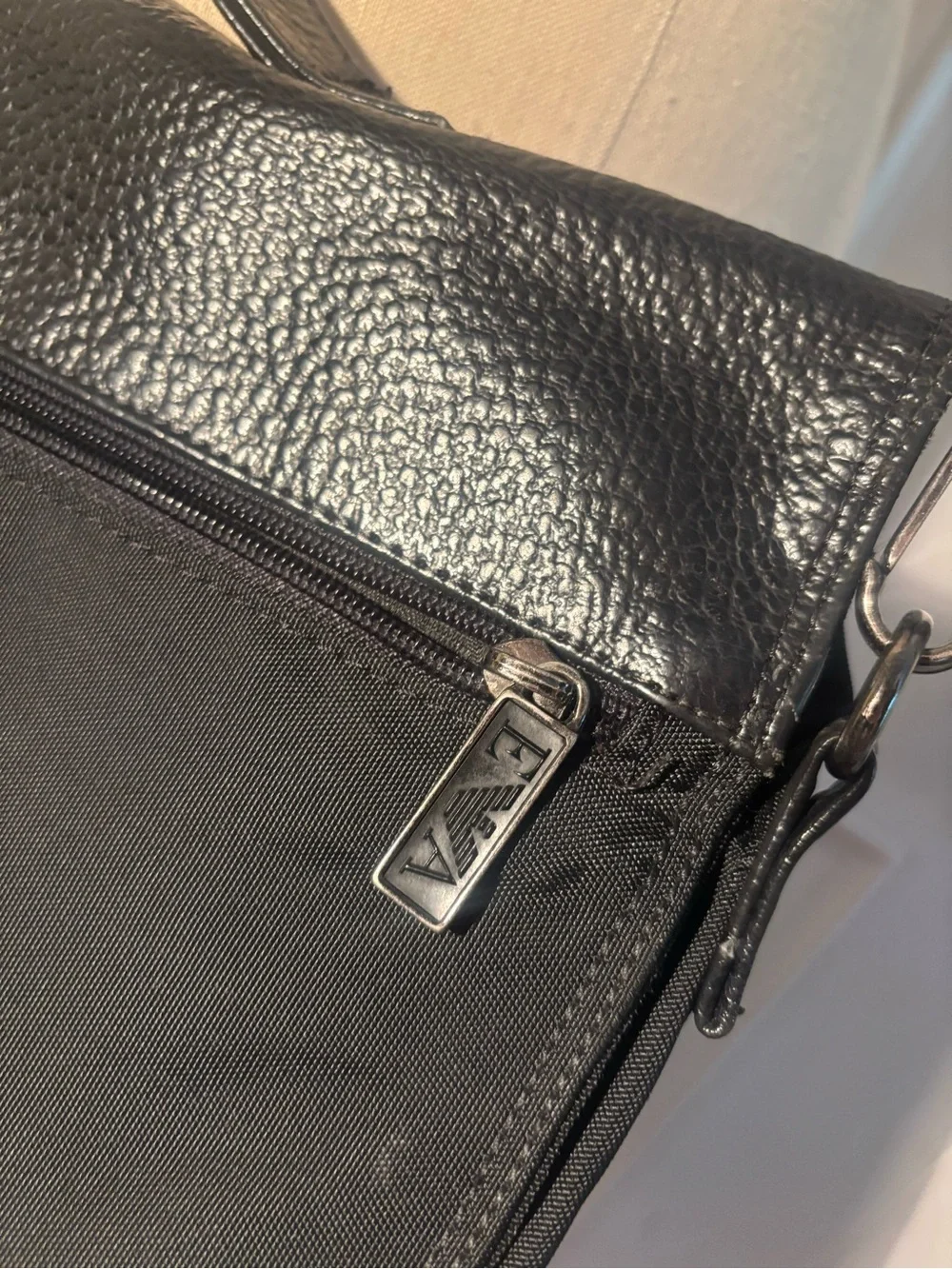 A Vintage Leather & Nylon Emporio Armani Messenger Crossbody Bag